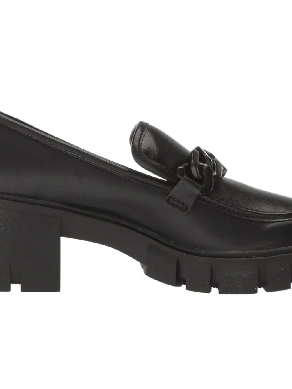 Madden Girl Black Lug Sole Chain Loafer